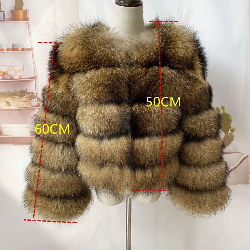 Natural Winter Real Raccoon Coat Plus/Size Clothes Women Big Fluffy Real Fur Coats New Style Jacket Plus/Size