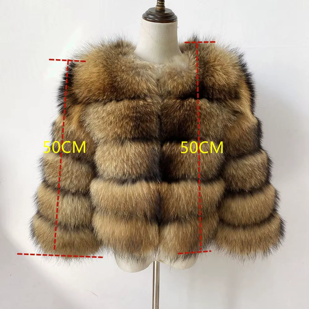 Natural Winter Real Raccoon Coat Plus/Size Clothes Women Big Fluffy Real Fur Coats New Style Jacket Plus/Size