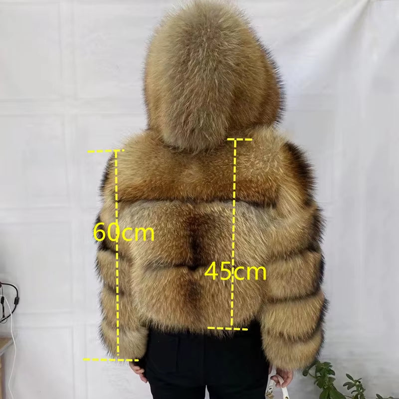 Natural Winter Real Raccoon Coat Plus/Size Clothes Women Big Fluffy Real Fur Coats New Style Jacket Plus/Size