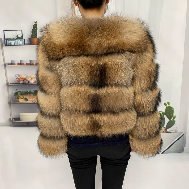 Natural Winter Real Raccoon Coat Plus/Size Clothes Women Big Fluffy Real Fur Coats New Style Jacket Plus/Size