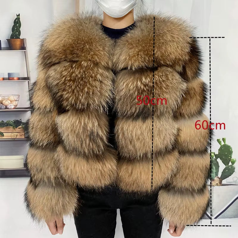 Natural Winter Real Raccoon Coat Plus/Size Clothes Women Big Fluffy Real Fur Coats New Style Jacket Plus/Size