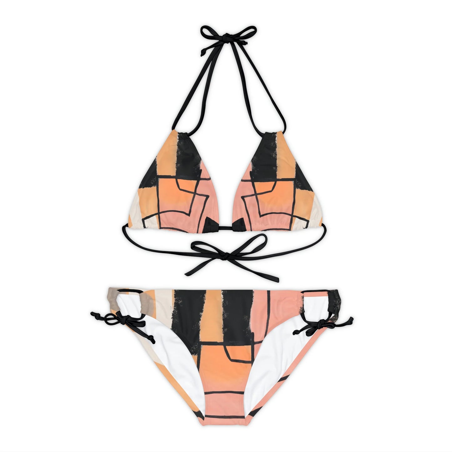 Two Piece Swimsuit Bikini Set Minimalist Art and Design by Queennoble